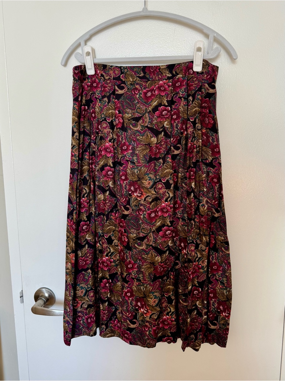 Vintage Norton McNaughton Petites Floral Paisley Rayon Midi Skirt Size 14